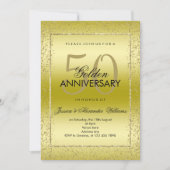 Invitation Confetti Or élégant 50e Mariage d'or (Devant)
