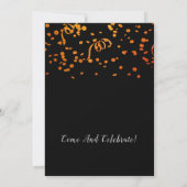 Invitation Confetti Or Et Orange Sur Graduation Noire (Dos)