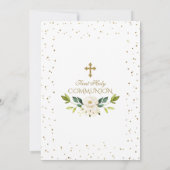 Invitation Confetti Or Luxe Blanc Floral Sainte Communion (Dos)