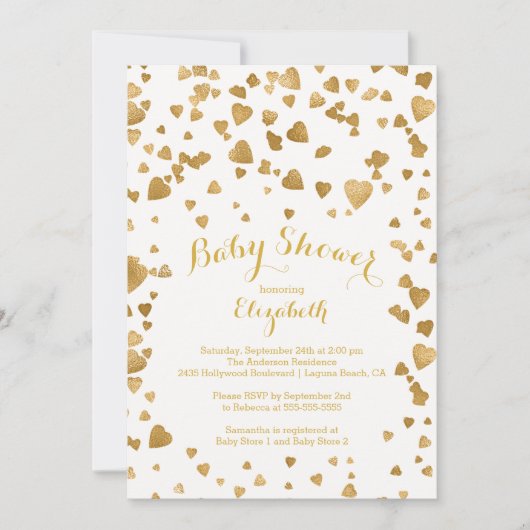 Invitation Confetti Parties scintillant Baby shower cardiaque (Devant)