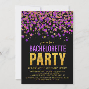 Invitation Confetti Parties scintillant Bachelorette Party In