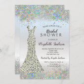 Invitation Confetti, Parties scintillant en argent Fête des m (Devant / Derrière)