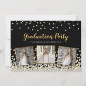 Invitation Confetti Photo Collage Gold Graduation Party (Devant)