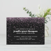 Invitation Confetti Pink and BLACK Photo Graduation Party (Debout devant)