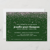 Invitation Confetti Pink and Green Photo Graduation Party (Devant)