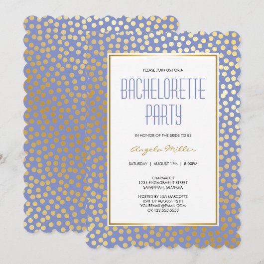 Invitation Confetti Pois Lavande et or (Devant / Derrière)
