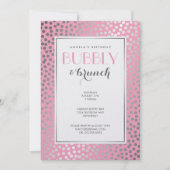 Invitation Confetti Pois Pastel Pink and Silver (Devant)