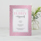 Invitation Confetti Pois Pastel Pink and Silver (Debout devant)