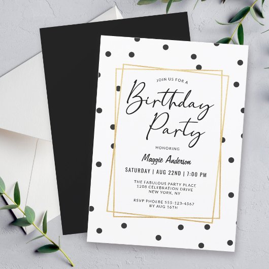 Invitation Confetti Pois tendance fête d'anniversaire