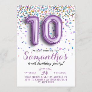 Invitation Confetti pour le 10e anniversaire