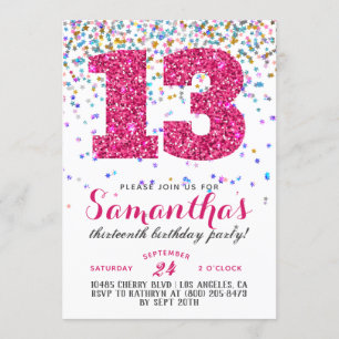 Invitation Confetti pour le 13e anniversaire