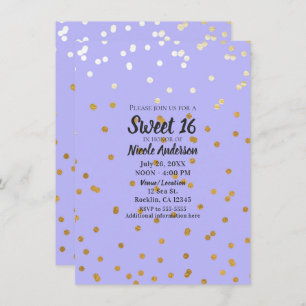 Invitation Confetti Purple & Gold Dots Glamor Moderne Glam