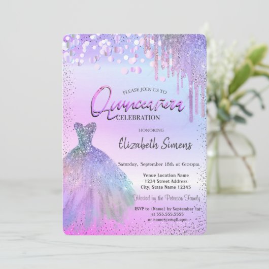 Invitation Confetti, Robe, Violet Parties scintillant Quincea (Debout devant)
