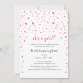 Invitation Confetti rose C'est un Baby shower féminin (Devant)