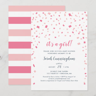 Invitation Confetti rose C'est un Baby shower féminin