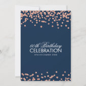 Invitation Confetti Rose Gold Navy Blue 60th Birthday Party (Dos)