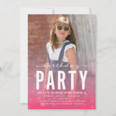 Invitation Confetti rose moderne n'importe quel âge Photo fêt (Devant)