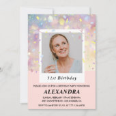 Invitation Confetti rose moderne Photo 51e anniversaire (Devant)