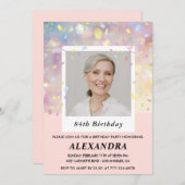 Invitation Confetti rose moderne Photo 84e anniversaire (Devant / Derrière)