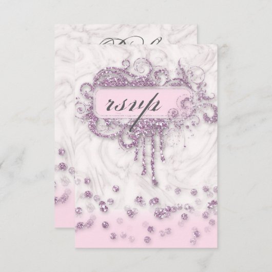 Invitation Confetti Rose Pailleté Fille Baby Shower RSVP (Devant / Derrière)