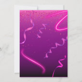 Invitation Confetti rose violet Neon Surprise fête d'annivers (Dos)