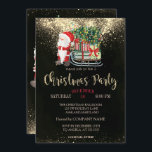 Invitation Confetti, Santa Claus, Sleigh Christmas Company<br><div class="desc">Une élégante invitation de fête de vacances avec une aquarelle Santa Claus avec traîneau, pin, cadeaux et confetti d'or sur un arrière - plan noir. Ces belles invitations de Noël sont parfaites pour les invitations à des dîners de Noël, les invitations à des échanges de cadeaux de Noël, les collectes...</div>