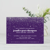 Invitation Confetti Silver and Purple Photo Graduation Party (Debout devant)