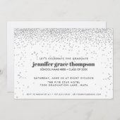 Invitation Confetti Silver and White Photo Graduation Party (Devant / Derrière)