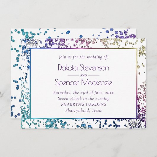 Invitation Confetti Sparkle | Mariage de poussière diamant co (Devant / Derrière)