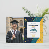 Invitation 🎓Confetti Starburst Graduation Party (Debout devant)