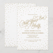 Invitation Confetti Stars Gold Parties scintillant Nouvel An' (Devant / Derrière)
