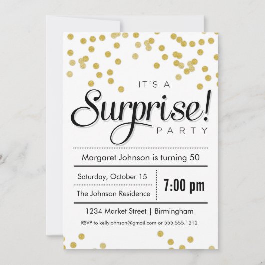 Invitation Confetti Surprise Party (Devant)