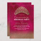 Invitation Confetti Tiara en or rose Parties scintillant de l (Devant / Derrière)