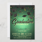 Invitation Confetti vert et fête de la graduation Casquette (Devant)