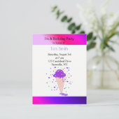 Invitation Confetti violet cône de glace (Debout devant)
