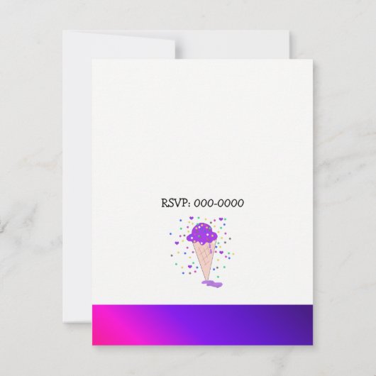 Invitation Confetti violet cône de glace (Dos)