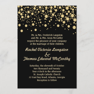 Invitation Confettis à effet doré sur carton d'invitation de 