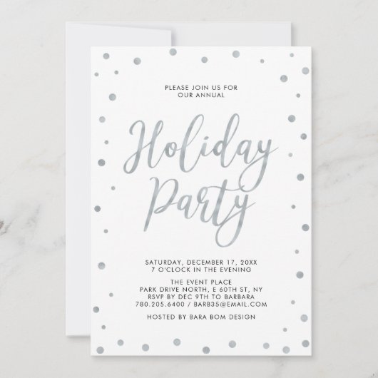 Invitation Confettis Argent | Fête Moderne et Simple pour les (Devant)