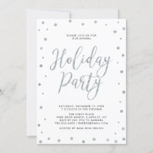 Invitation Confettis Argent Fête Moderne et Simple pour les