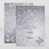 Invitation confettis argent scintillants chic pour une fête d (Devant / Derrière)