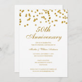 Invitation Confettis Blancs & Dorés 50e Anniversaire de Maria (Devant / Derrière)
