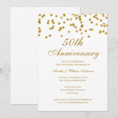 Invitation Confettis Blancs et Dorés 50e Anniversaire de Mari (Devant / Derrière)