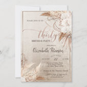 Invitation Confettis Boho Fleurs Pampas 30e Anniversaire (Devant)