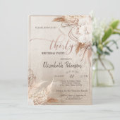 Invitation Confettis Boho Fleurs Pampas 30e Anniversaire (Debout devant)