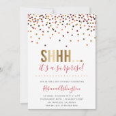 Invitation Confettis colorés| Gold Surprise Birthday Party (Devant)