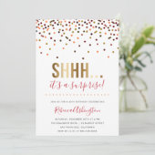 Invitation Confettis colorés| Gold Surprise Birthday Party (Debout devant)