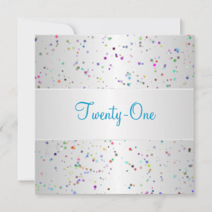 Invitation Confettis couleur blanc argent 21e anniversaire