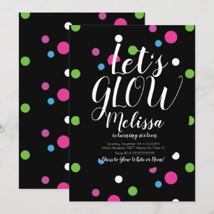 Invitation Confettis d'anniversaire Glow Dots Néon Lumineux D