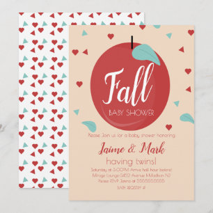 Invitation Confettis de coeurs de pommes Baby Shower d'automn