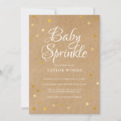 Invitation Confettis de coeurs dorés Bébé Sprinkle Kraft rust (Devant)